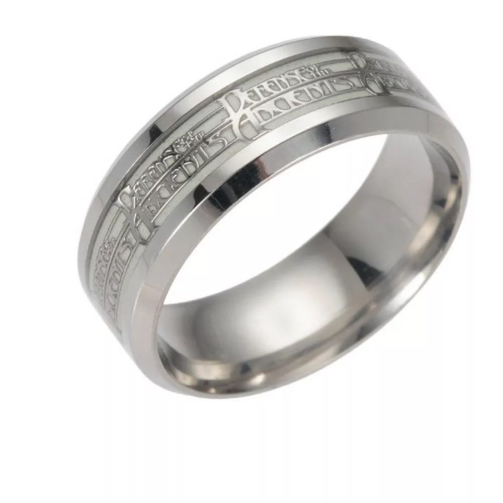 Glow in The Dark Silver Dota Ring